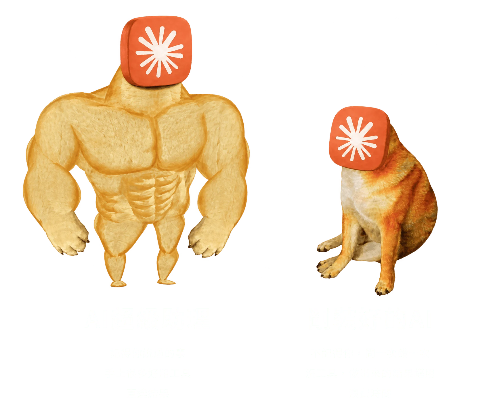 訓練過的 AI 與剛裝的 AI 體型對照